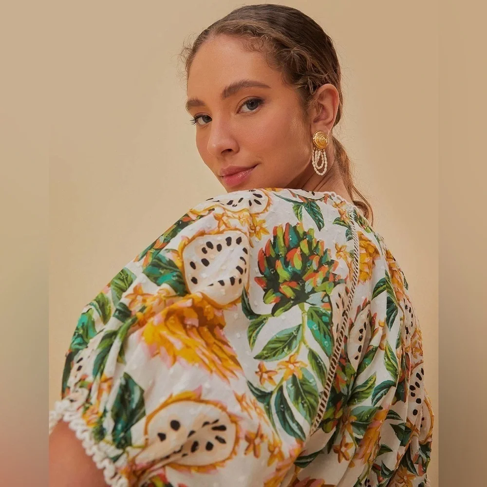 FARM RIO Biriba Off-White Cropped Blouse - Picture 4 of 14